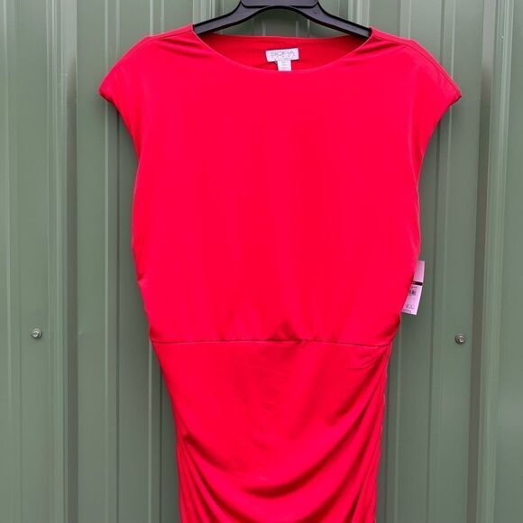 Women's Plus Red Sleeveless Open Back Midi Dress, Below Knee Length, Size XXL - Picture 6 of 10